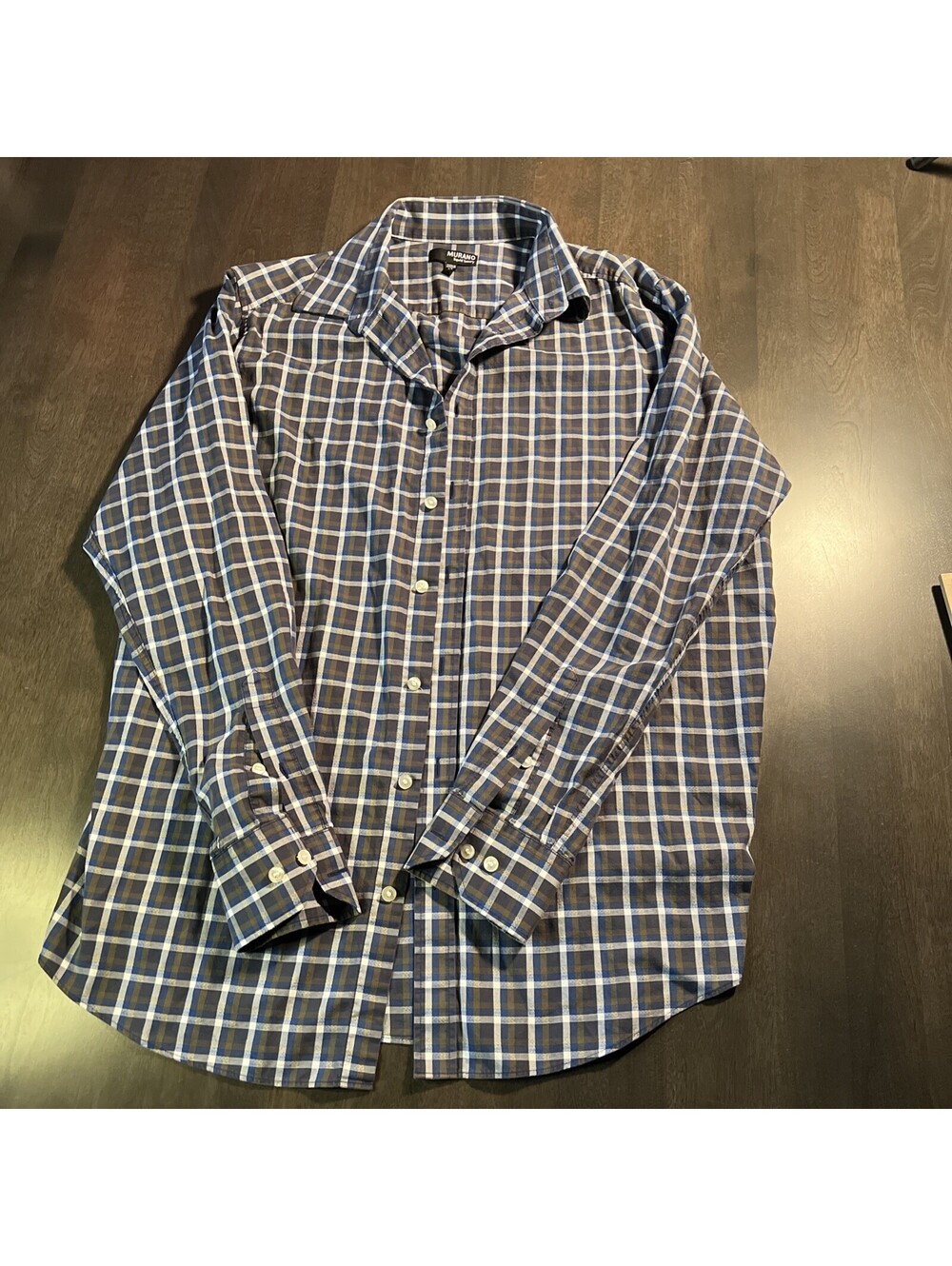 Men's MURANO Liquid Luxury Long Sleeve Shirt Olive Plaid Large Tall